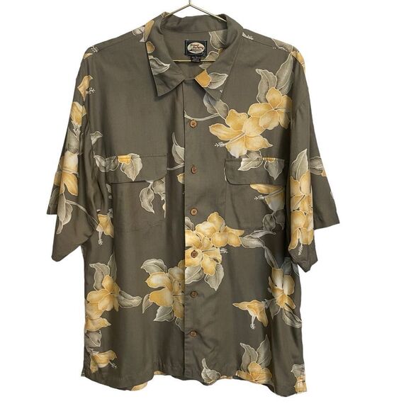 Tommy Bahama Rayon Floral Hawaiin Button-Down Short Sleeve Shirt Size Large - Picture 1 of 9